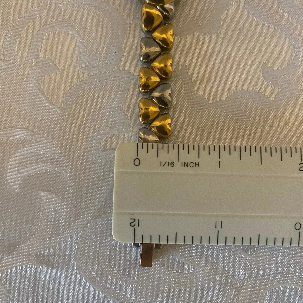Adolfo Lady’s Watch, Two-toned Heart Strap, Mother Of Pearl Face